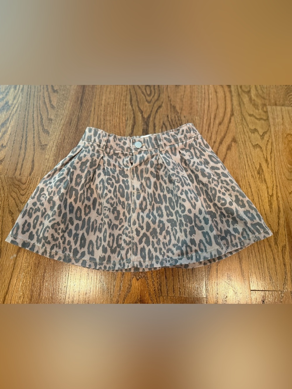 ZARA girls pleated denim skirt with a leopard print pattern size 5 - 6